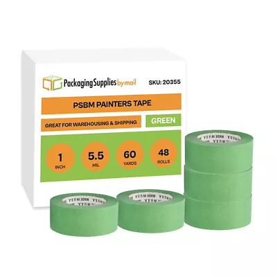 48 Rolls Green Painters Masking Tape 1 Inch X 60 Yards - 5.5 Mil Adhesive Tape • $81.87