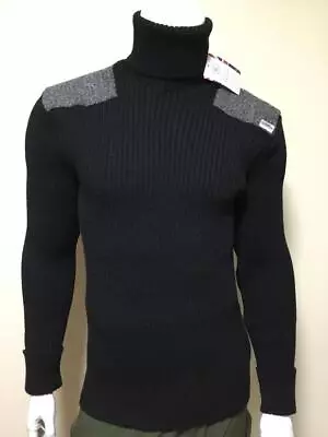 Wool Rib Polo Neck / Roll Neck / Turtleneck Jumper With Tweed Patches • £69.99