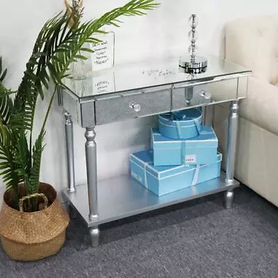 Mirrored 2 Drawer Console Table Side Table Sofa Table With Storage Entryway Hall • $134.99