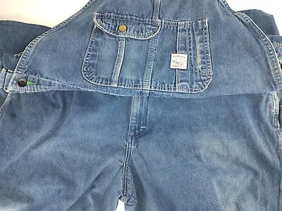 Used Pointer Men's Overalls 46 X 27 Blue Hand Hemmed Issues Read • $22