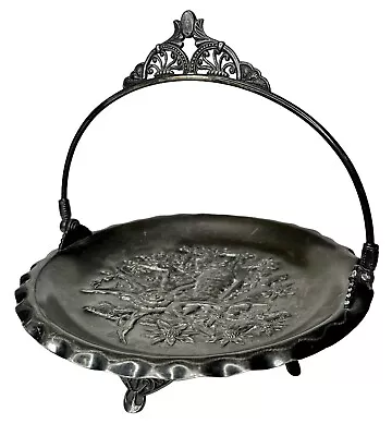 Antique Pairpoint Bride Basket Quadruple Plate Silver Footed Handle Sea Shell • $29.99