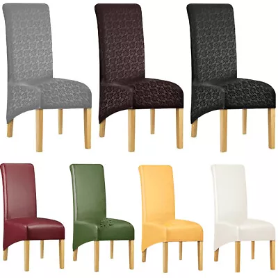 Highback Stretch Dining Chair Covers Slipcover Waterproof PU Leather Removable • $18.99