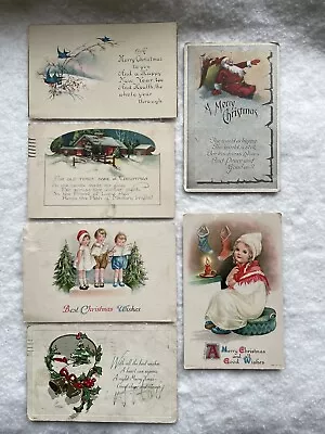 Vintage Christmas Postcards - Early 1900's - Lot Of 6 - 1 W/Santa Claus • $15