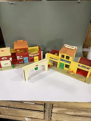 1973 Vintage Fisher Price Little People Play Family Village Main Street Town • $30