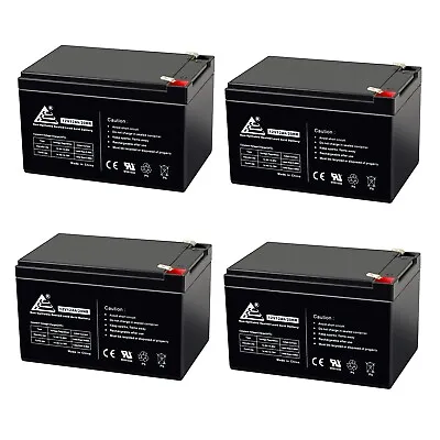 4 Pack Of 12v 12ah Agm Vrla Sealed Lead Acid Battery With F2/t2 Rechargeable • $116.99