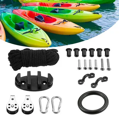 Anchor Trolley Rope Cleat Kit Pulley Block Accessories For Kayak Canoe Sports AU • $27.38