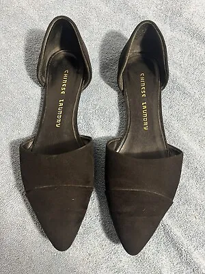 £4.09 • Buy Chinese Laundry *Easy Does It* Black Suede Slip On Shoe 7 Point Toe Flats - USED