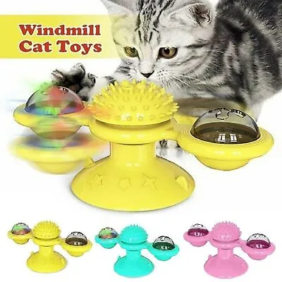 Pet Cat Windmill Toy Kitty Turntable Interactive Scratch Hair Brush Spinner Toys • $11.99