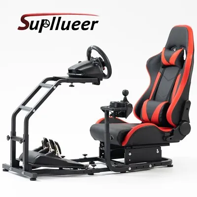 Supllueer Racing Simulator Cockpit Wheel Stand With Seat Fit Logitech G29 G920 • $270