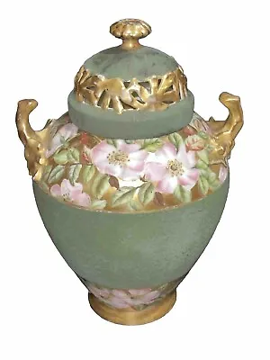 Antique Limoges Vase ~ French Porcelain Urn With Roses ~Art Nouveau Vessel • $150