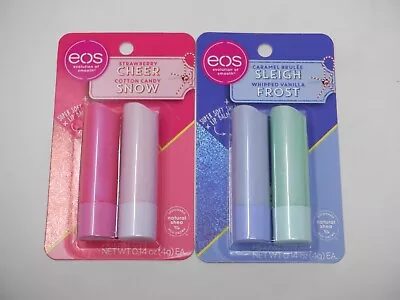 EOS Lip Balm 2 Pks Whipped Vanilla Caramel Brulee Strawberry Cotton Candy #20803 • $14.95