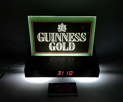 Guinness Gold Irish Beer Vintage Light Up Digital Clock Beer Sign 10x8x5” - NOS! • $47.96