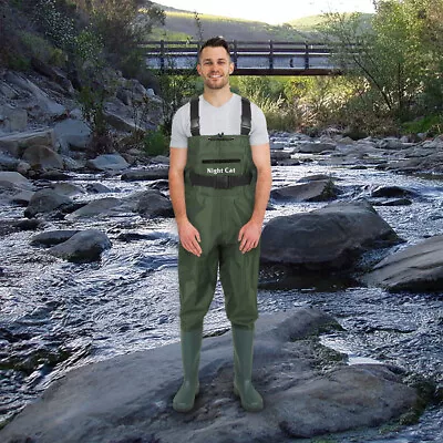 Chest-High Hunting Waders - Waterproof Fly Fishing Waders Nylon PVC Boots Wader • $62.48