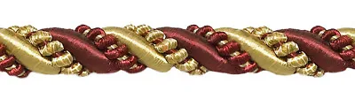 Burgundy Red Gold 7/16  Decorative Rope Cord Royal Romance [By The Yard] • $3.29