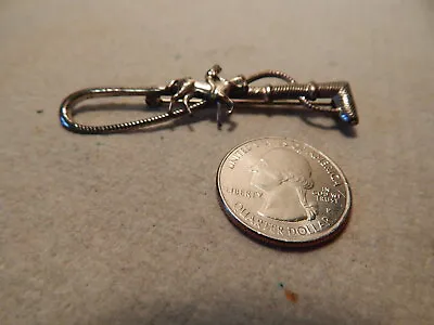 Vtg 50s 60s Sterling Silver Horse Racing Pin Brooch Jockey Whip Kentucky Derby ? • £23.70