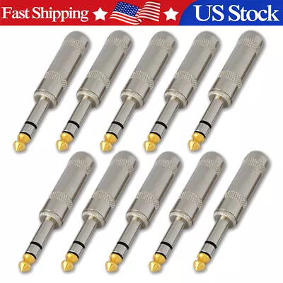 10Pcs 1/4 Stereo TRS Heavy Duty Male Audio Speaker Guitar Cable Connector Plug • $12.29