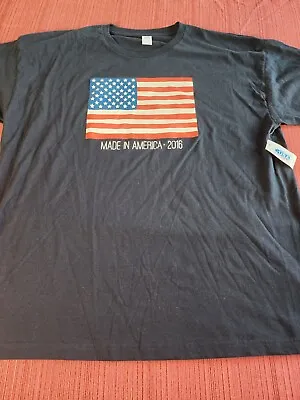 Made In America 2016 USA FLAG Shirt Men's XXL Black Crewneck Short Sleeve NWT • $4.95