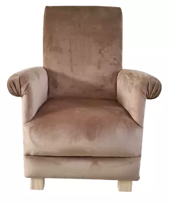 Laura Ashley Caramel Velvet Marshall Fabric Adult Chair Armchair Taupe Accent  • £241.40