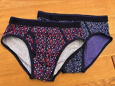 £5.99 • Buy Ex-M & S Cool & Fresh Geometric Print Cotton-Rich Mens Briefs - 2-Pack - BNWOT