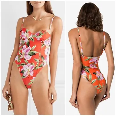 NWT Mara Hoffman Desiree Floral One Piece Swimsuit OrangeWomen Size S $310 • $98