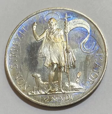 1965 Malta .986 Silver Proof Very Large 2 Scudi Coin Saint John The Baptist • $48.99