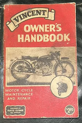 VINCENT Motorcycle Owner's Handbook -Floyd Clymer- Maintenance Repair 1935-1955 • $25
