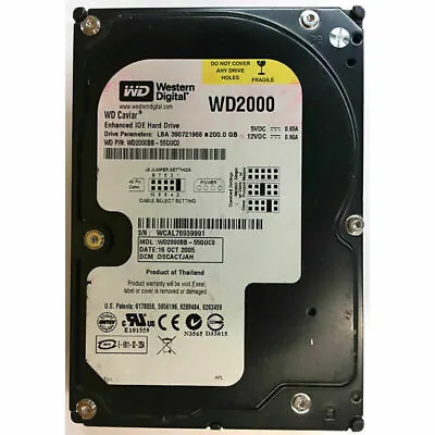 Western Digital WD2000BB-55GUC0 -  200GB 7200 RPM IDE 3.5  HDD DCM: HSCANTJAH • £44