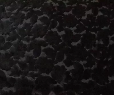 2 Yards Vintage Black Floral Heavy Cut Silk Velvet Fabric • $85