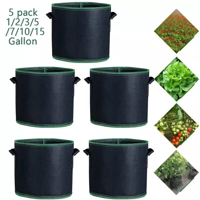 Grow Bags Aeration Fabric Pots W/Handles Root 1/2/3/5/7/10/15 Gallon 5x New USA • $13.54