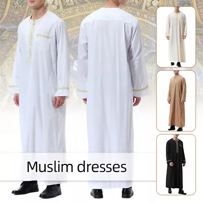 Slam Arab Thobe Robe Mens Dishdasha Muslim Abaya Kaftan Ethnic Dress Thoub Jubba • $19.63