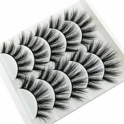 5 Pairs 3D Mink False Eyelashes Wispy Cross Long Thick Soft Fake Eye Lashes UK • £3.89