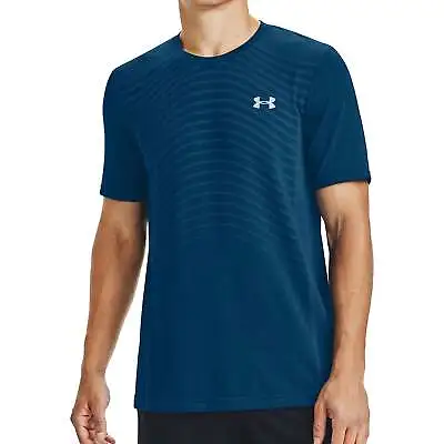 Under Armour Mens Seam-less Wave Short Sleeve Training Top Gym Tops - Blue • £23.90