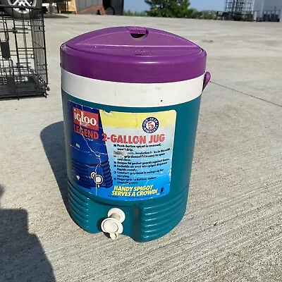 Vintage Igloo 2 Gallon Water Jug Cooler Purple-White- Teal Classic • $25