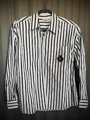 VTG Black & White Striped Crest Blouse Shirt Top Smart Casual Bobbie Brooks Sz M • $9