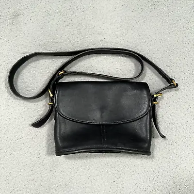 Vintage Coach Saddle Bucket Bag Equestrian Black Slim Leather Shoulder Crossbody • $100.99