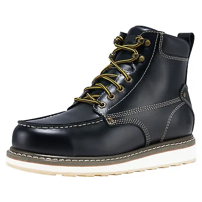 HISEA 6'' Men Soft Toe Work Boots Leather Waterproof Safety Shoes Goodyear Welt • $65.89
