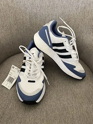 ADIDAS ZX 1K Boost Sneakers Mens Size 5 Womens 6.5 White/Blue New • $64.95
