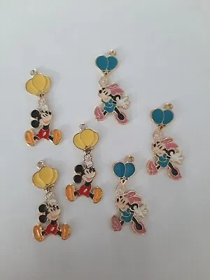 Pack Of 6 Large Enamel Minnie +Mickey Mouse Charms For Earrings+bracelets Etc. • £7.99