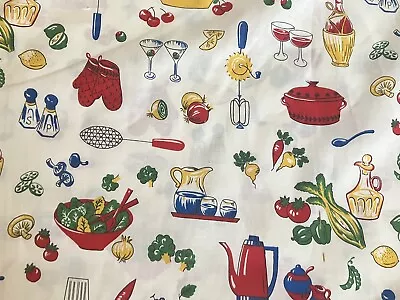 VIP Cranston Retro Kitchen Cotton Quilting Fabric 2 Yards Novelty Vegetables New • $19.97