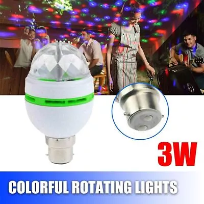 LED Rotating Disco Light Bulb RGB Projector Multi Coloured Bayonet Party Lamp UK • £5.42