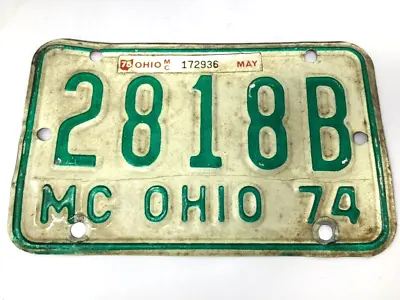 Vintage 1974 Ohio Motorcycle License Plate 2818B • $30