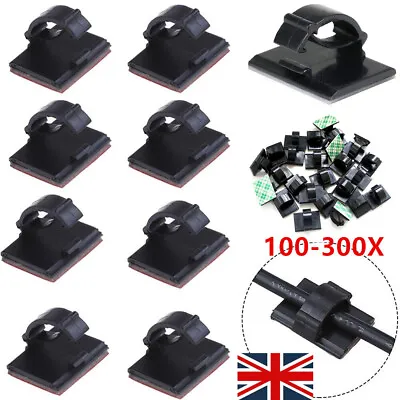 30-300X Cable Clips Holder Tidy Adhesive Home Car Wire Tie Fixer Drop Clamp Cord • £11.99