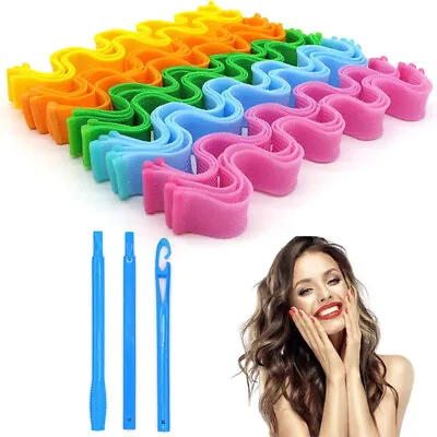 12/24pc Magic Hair Curlers Spiral Curls Wave Styling Hair Rollers Kit No Heat • £3.90