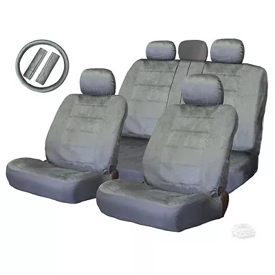 New For Vw Semi Custom Grey Velour Seat Steering Wheel Covers Full Set • $49.73