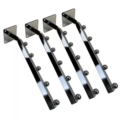 $30.99 • Buy 4 Pcs Chrome 5-Ball 14'' Waterfall Faceout Wall Mounted Square Tube Display Hook