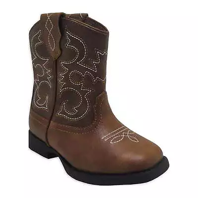 Wonder Nation Toddler Boys Brown Pull-on Square Toe Cowboy Boots Shoes: 7-12 • $24.99