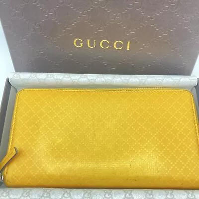 $113.01 • Buy Auth Used GUCCI GG Purse Long Wallet Yellow 0932 Cow Leather Diamante