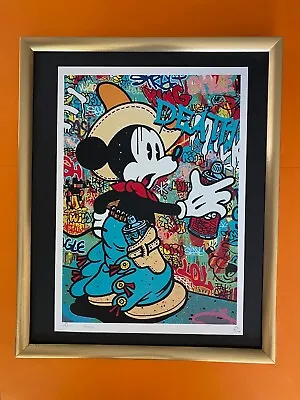 DEATH NYC Hand Signed LARGE Print Framed 16x20in MICKEY MOUSE GRAFFITI BRAINWASH • $295