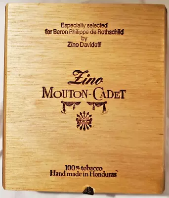 Vintage Wooden Empty Cigar Box Zino Mouton Cadet Latch Hinged • $11.56