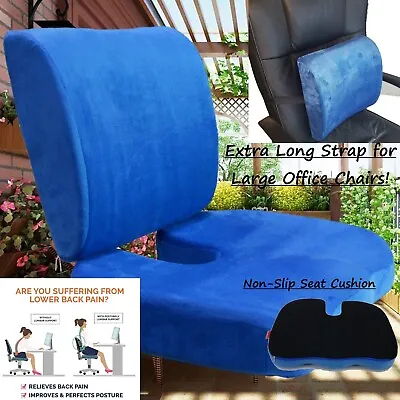 Memory Foam Coccyx Orthopedic Nonslip Seat Pad Back Support Cushion Lumbar Chair • $27.54